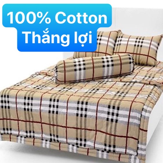 Bộ Drap Kèm Mền 5 món {hoặc mền lẻ } 100% vải cotton Thắng Lợi / chuẩn logo trên vải/