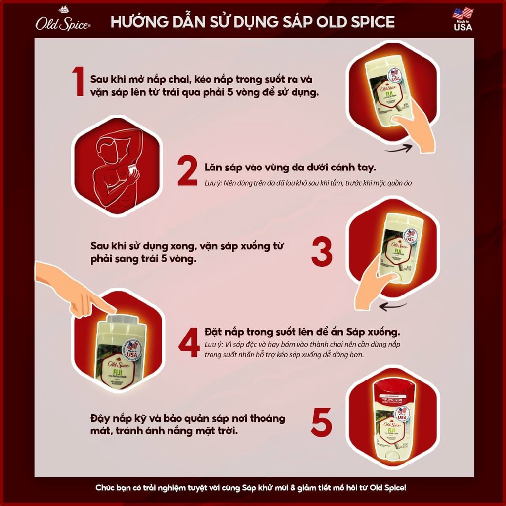 Sáp Khử Mùi và Ngăn tiết Mồ hôi Old Spice nhiều mùi hương Dr.MaiLe