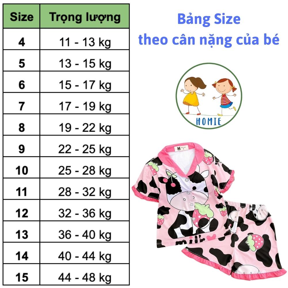 Bộ Đồ Pijama Bé Gái 11-48 Kg Set Quần Áo Trẻ Em Thun Lạnh Cao Cấp Làm Đồ Ngủ Pizama Hoạt Hình 3D Hot Trend Homie Kids