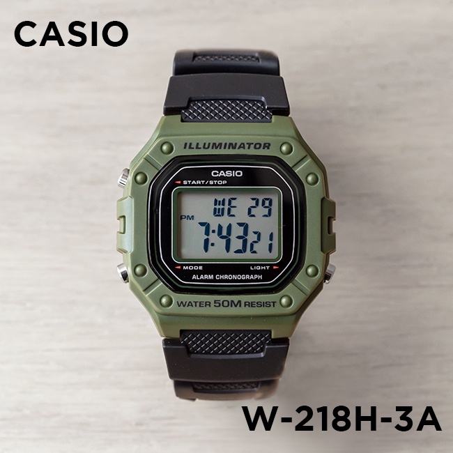 Đồng hồ nam dây nhựa Casio Standard chính hãng Anh Khuê W-218H-3AVDF (43mm)