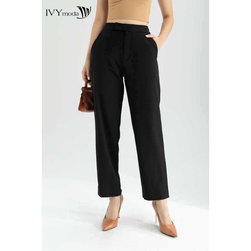 [NHẬP WABRTL5 GIẢM 10% TỐI ĐA 50K ĐH 250K ]Quần dài nữ cạp lệch đỏ cam thiết kế IVY moda MS 22M6366