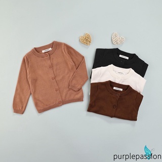 Áo cardigan dệt kim tay dài cổ tròn màu trơn thời trang mùa thu đáng yêu cho bé