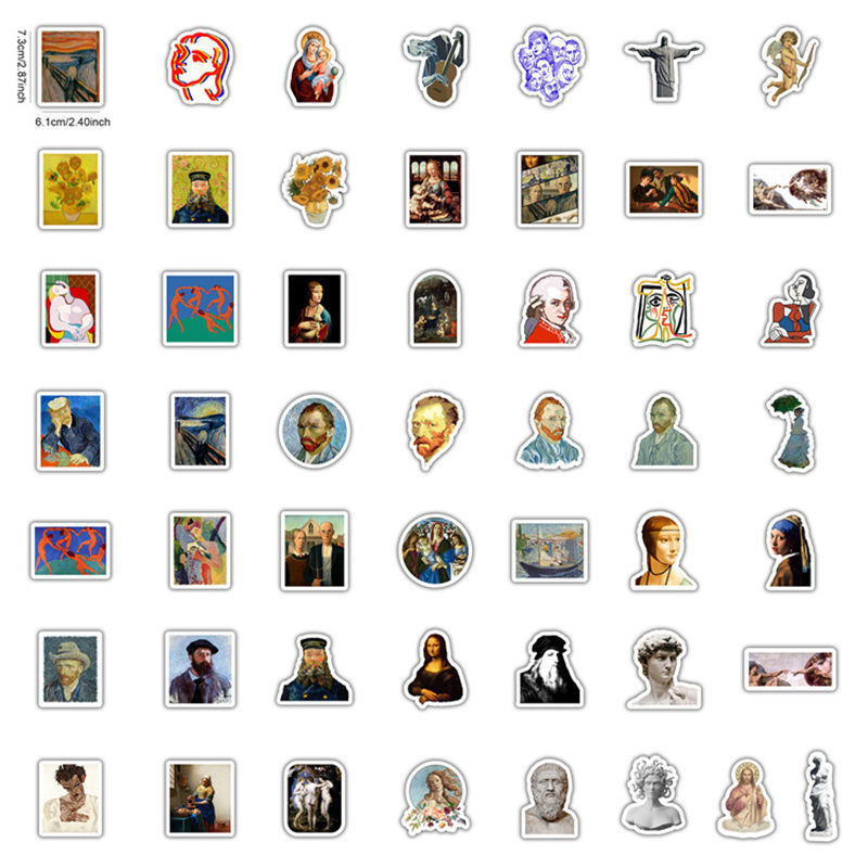 1 Sticker Dán Tường Hình Bức Tranh David Mona Lisa Van Gogh