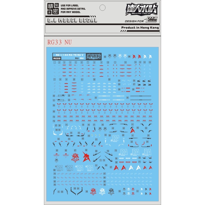 PHỤ KIỆN MÔ HÌNH - DECAL NƯỚC CHO MÔ HÌNH RG 1/144 NU GUNDAM
