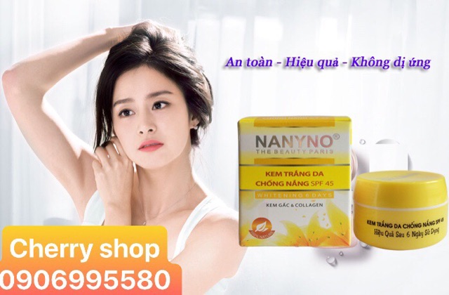 Kem trắng da chống nắng SPF-45 Nanyno chiết xuất Kem gấc và Collagen (10g)