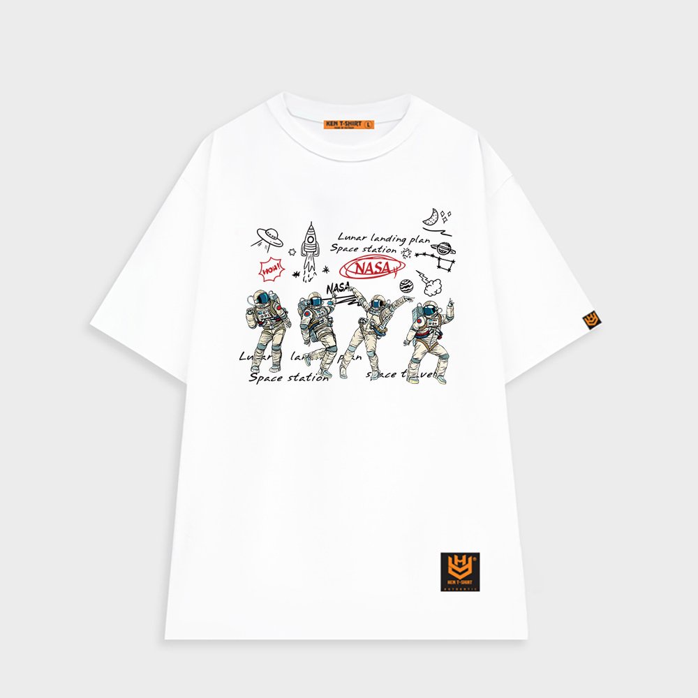 Áo Phông form rộng Tay Lỡ Nam Nữ bốn phi hành gia 912 HY KOREA