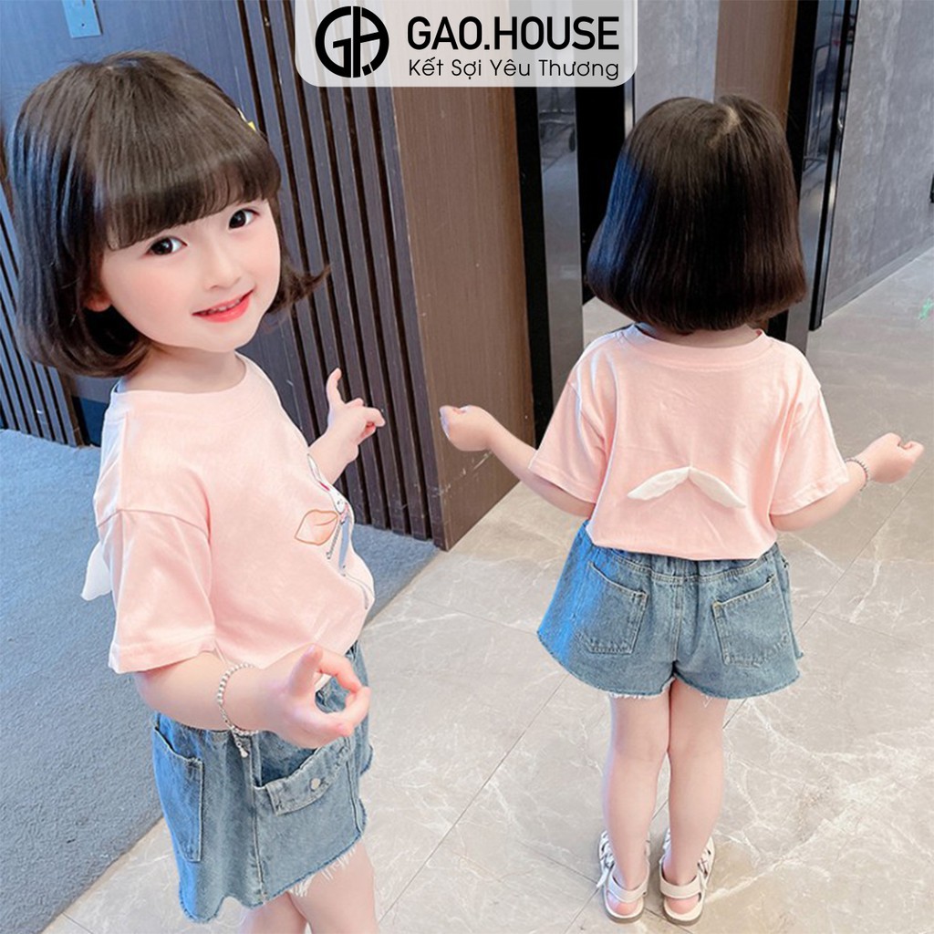 Áo thun bé gái Gạo House cotton 4 chiều cổ tròn cộc tay họa tiết Thỏ cánh tiên [T8]