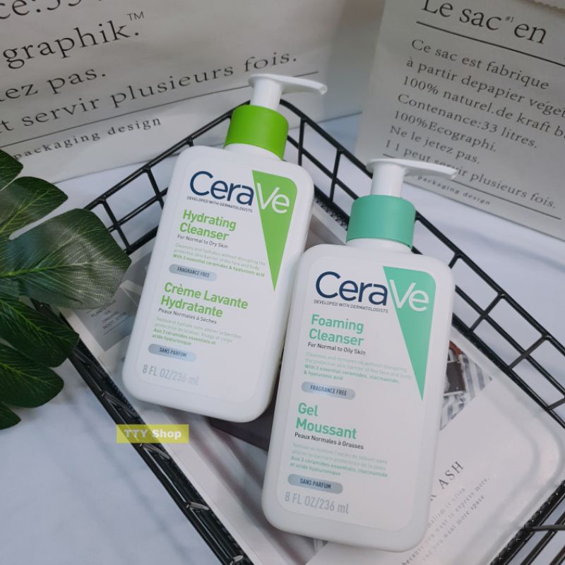 Sữa rửa mặt Cer. ave Foaming Cleanser, Hydrating Cleanser, SA Smoothing Cleanser 236ml