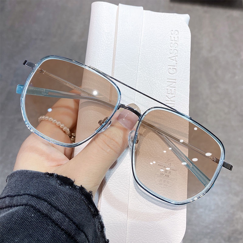 Mắt kính cận Amomo bằng kim loại tròng đổi màu chống ánh sáng xanh chống tia UV cao cấp thời trang cho cả nam và nữ，mắt kính cận，kính cận có độ .5~6.0,kính đổi màu