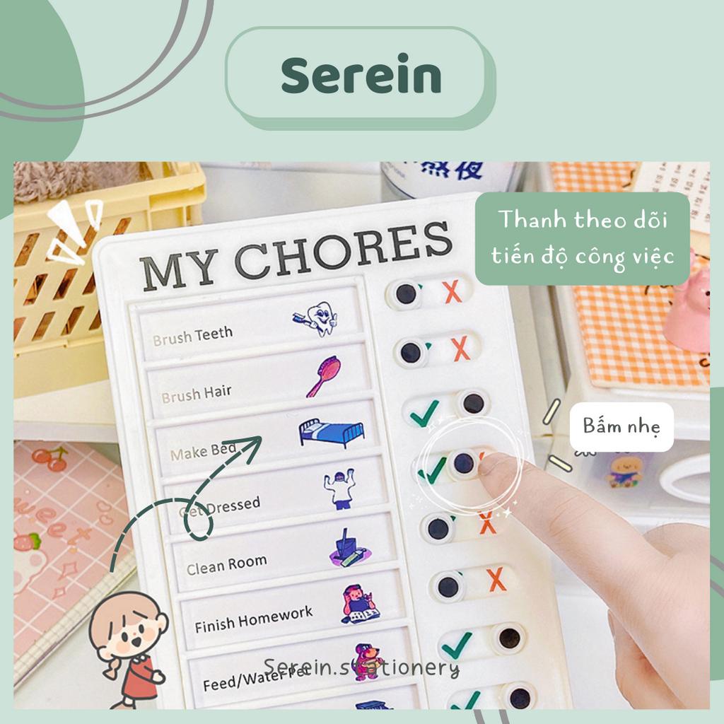 Bảng ghi chú lên kế hoạch My Chores SEREIN bảng ghi nhớ checklist văn phòng phẩm phong cách Hàn Quốc