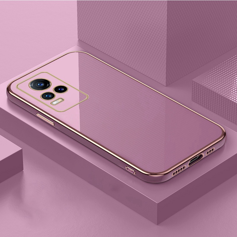 Ốp điện thoại mềm được mạ với viền thẳng chất lượng cao bảo vệ cho VIVO V2022 V2023 V2040 V2050 V2025 V2024 V2061 V2066 V2108