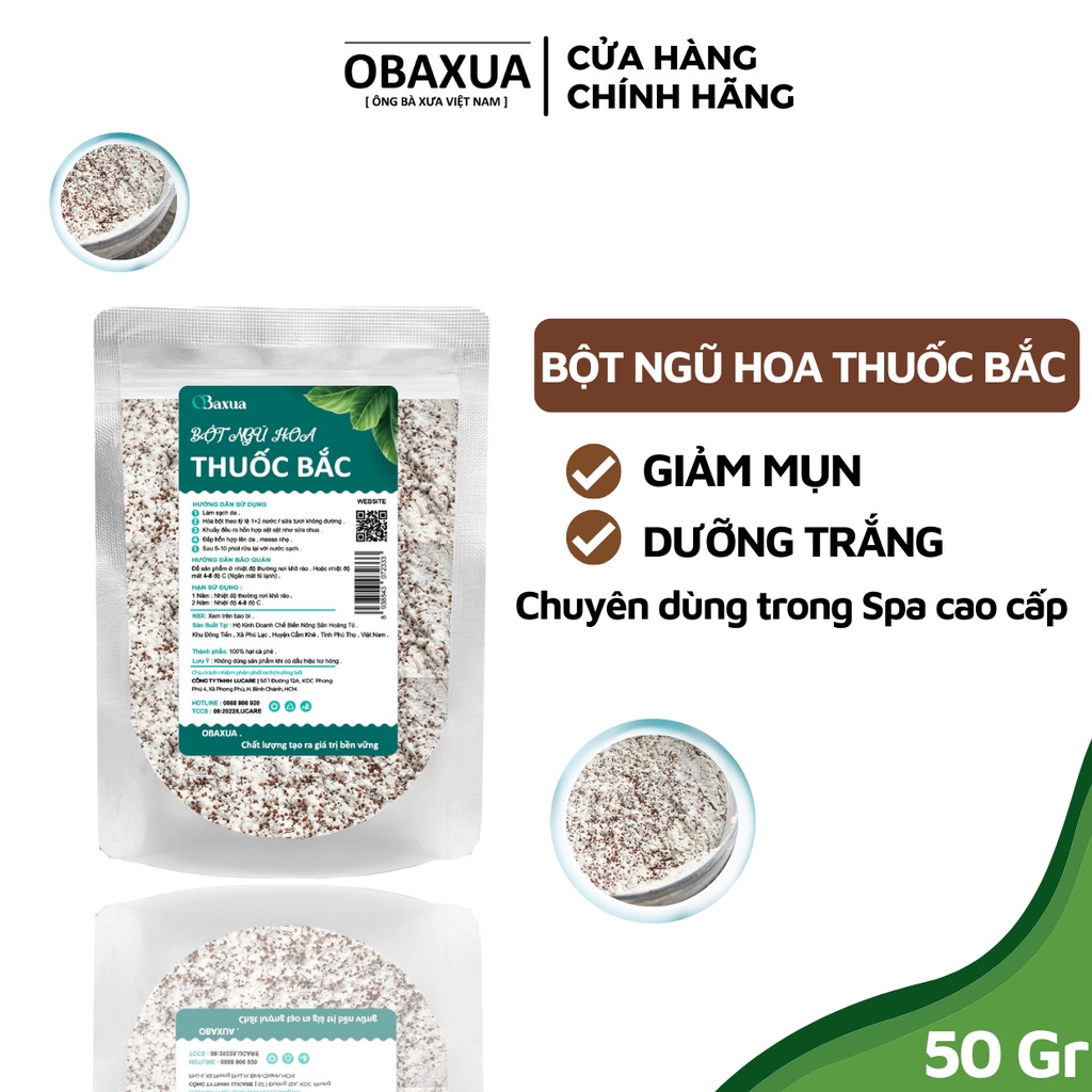 Ngũ hoa hạt nguyên chất Obaxua  Loại 1 Handmade - Mặt nạ đắp mặt ngừa mụn dưỡng da