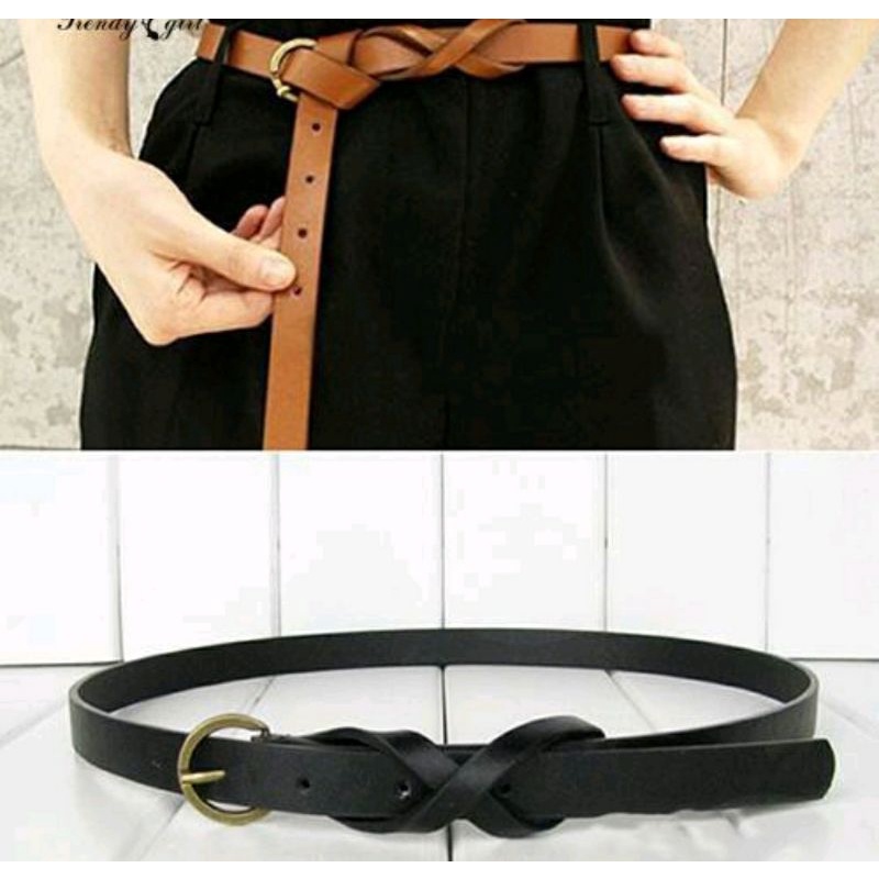 Thắt lưng dây nịt nữ bản mảnh có khóa kim loại