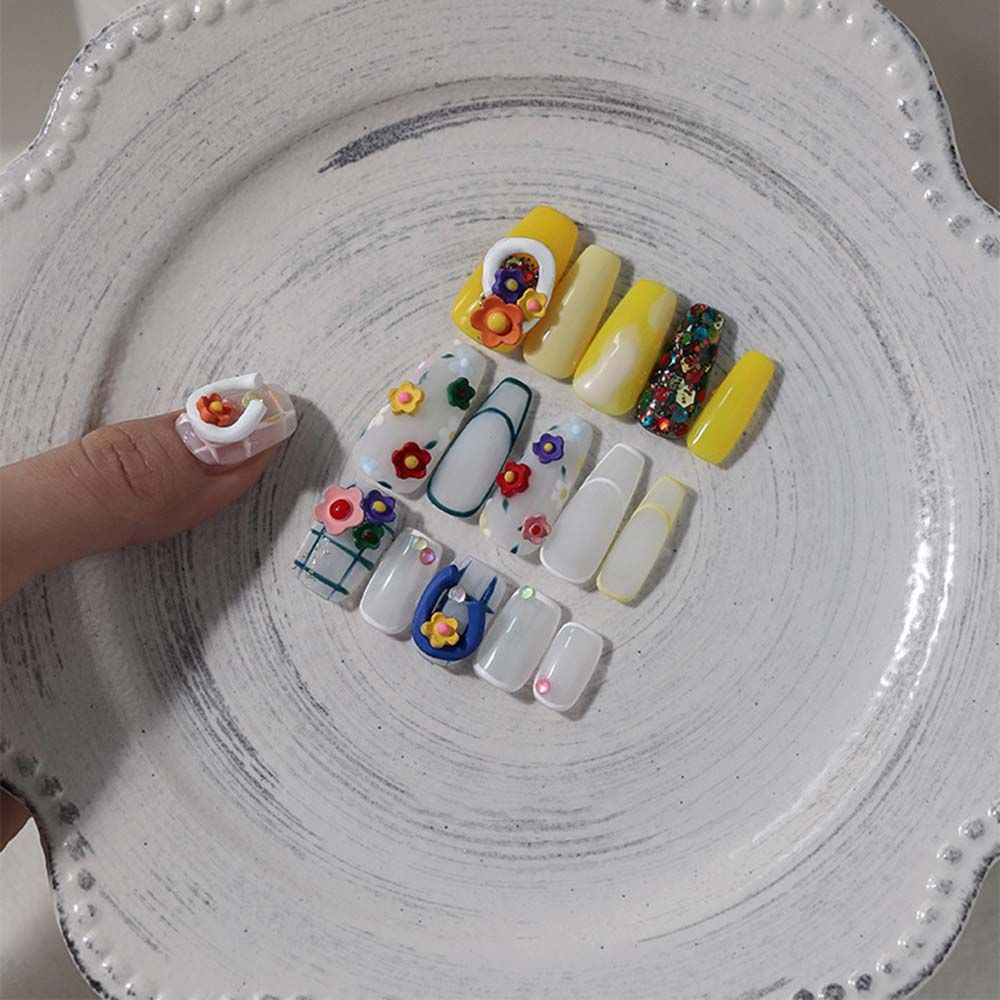 [Hàng mới về] Hộp phụ kiện trang trí móng tay nghệ thuật hình bông hoa 3D nhiều màu sắc