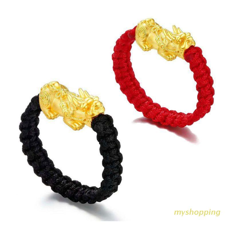 Ivy Pi Xiu Mantra Bead Legendary Auspicious Creature Rings Kabbalah Red String Braided Rings Band Unisex Fashion Jewelry