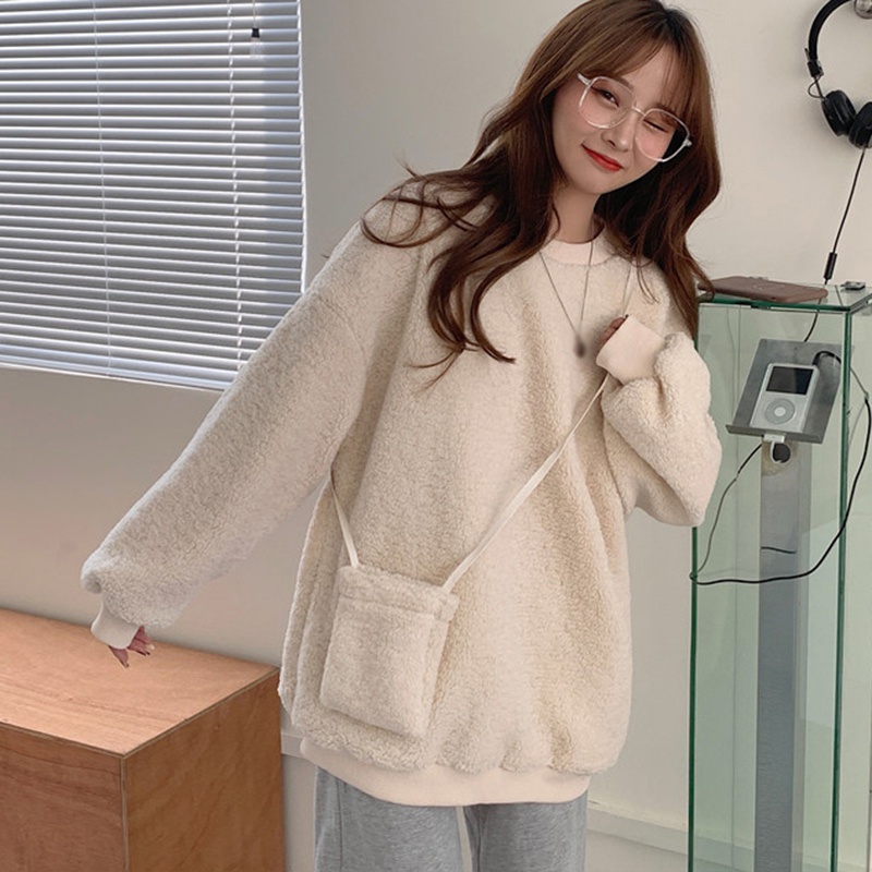 Korean version of lamb wool sweater women autumn and winter loose thick wool coat