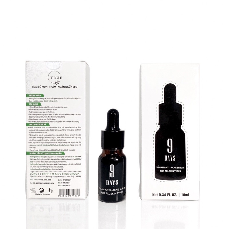 (chính hãng - 10ml) Serum ngăn ngừa mụn và thâm , se khít lỗ chân lông giúp da sáng mịn 9DAYS SKIN