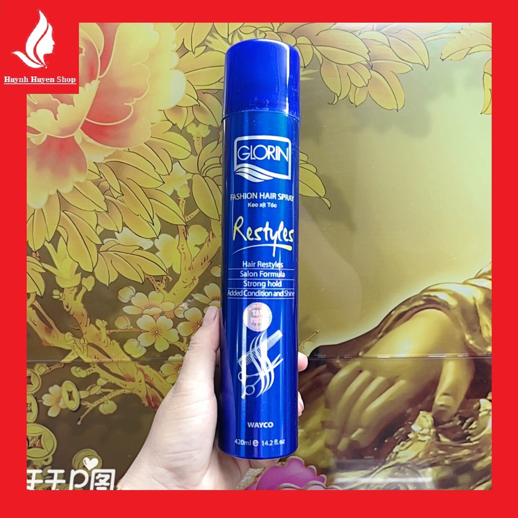 Keo xịt tóc Glorin chai Xanh siêu thơm, keo cứng chai lớn 420ml