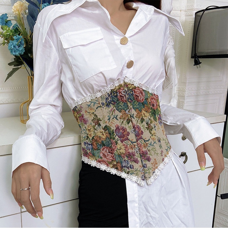 Đai Nịt Bụng Corset Phối Ren Hoa Phong Cách Vintage