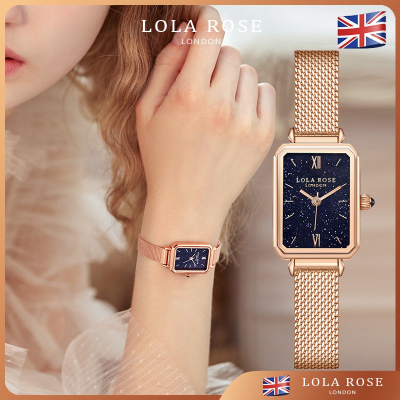 Đồng hồ nữ dây kim loại Lolarose mặt chữ nhật 20x27mm galaxy cao cấp tinh tế sang trọng LR4138