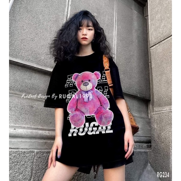 Áo phông nữa in gấu siêu ngầu hai màu đen trắng form unisex dấu quần