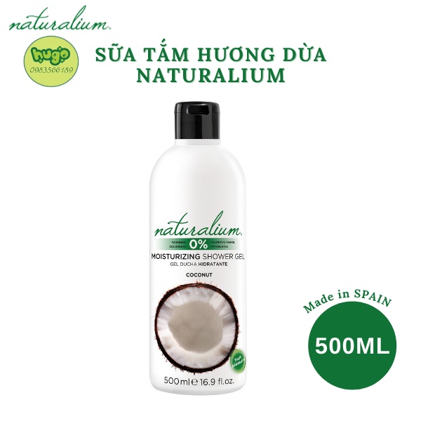 Sữa Tắm Naturalium Thiên Nhiên Hương Dừa Làm Sáng Da xuất xứ Tây Ban Nha 500ml Hugo Shop