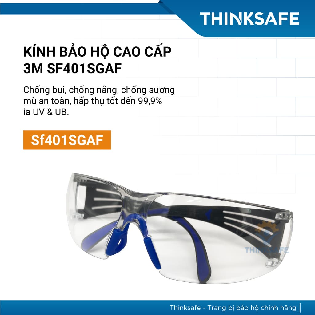 Kính bảo hộ 3M SF401SGAF thiết kế thời trang, chống bụi đi đường, chống tia UV