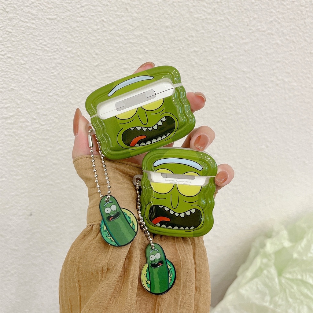 Vỏ Bảo Vệ Hộp Sạc Tai Nghe Bluetooth Không Dây AirPods 1 2 pro 3 2021 gen3 Bằng Silicon Tpu Mềm Chống Rơi Hình Dưa Leo Sáng Tạo
