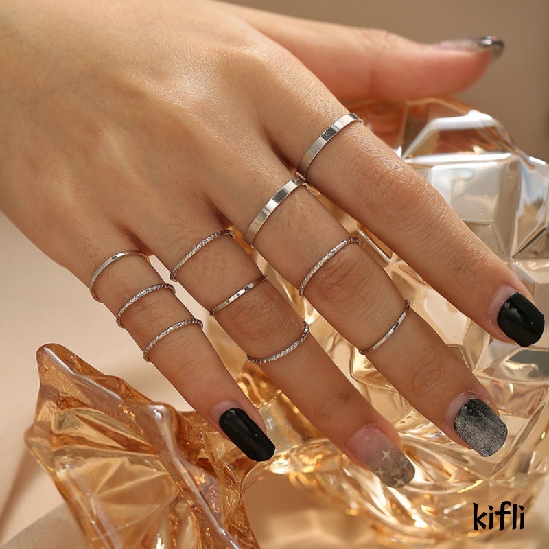 🌸Set 10 nhẫn thiết kế đơn giản phong cách Hàn Quốc thời trang dành cho nữ