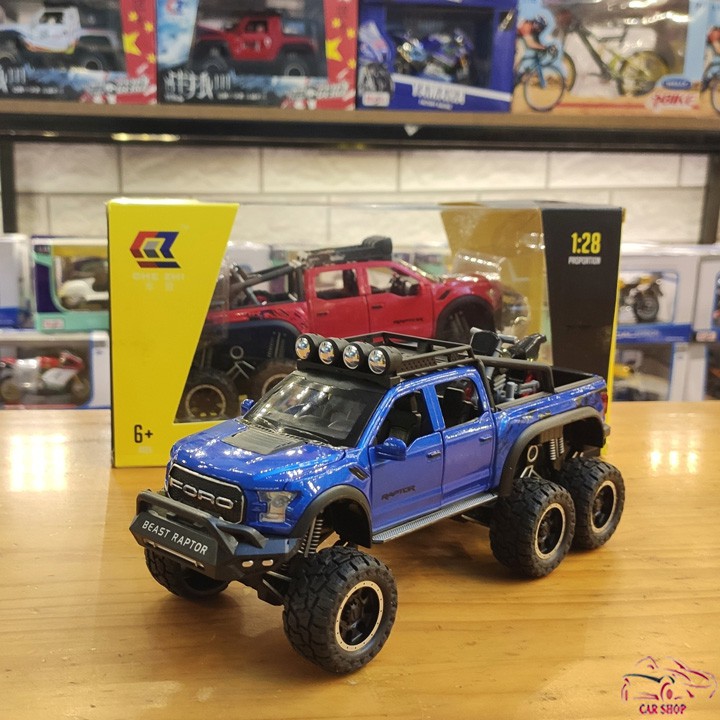 Mô hình xe ô tô Ford F150 Raptor 6x6 tỉ lệ 1:28 màu xanh