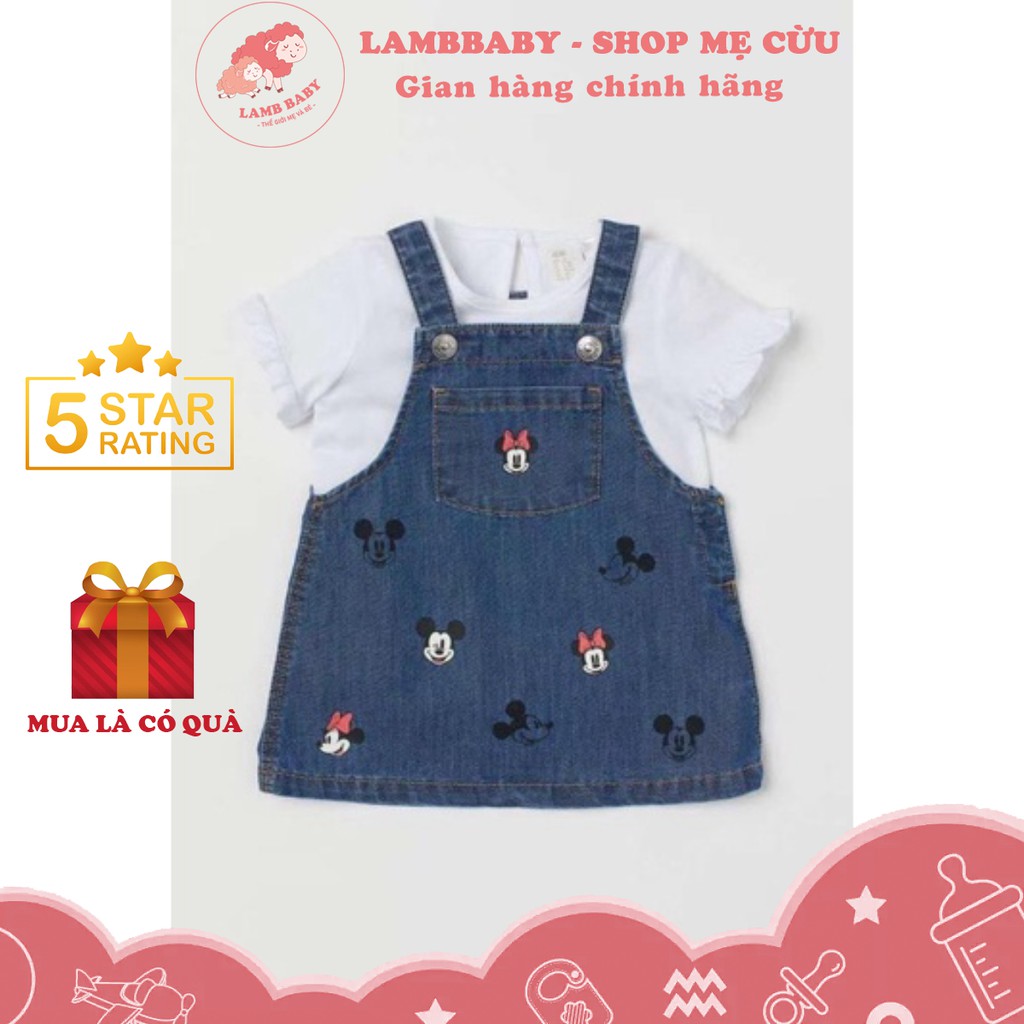 Set áo cộc váy yếm bò mickey HM 1-6Y