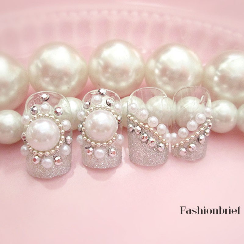 [Hàng mới về] Bộ Hạt Phụ Kiện Trang Trí Móng Tay Cho Cô Dâu