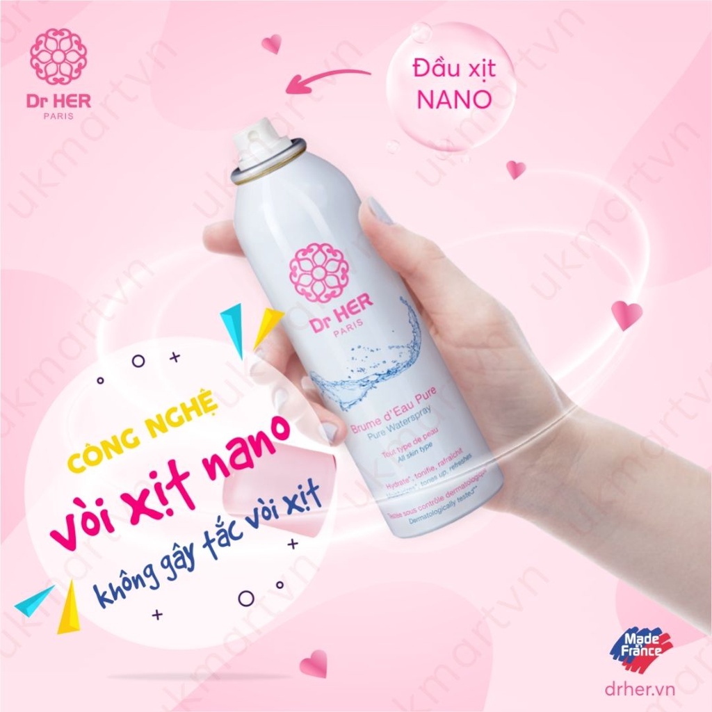 Xịt Khoáng Dr Her Paris Làm Dịu Da Pure Water Spray