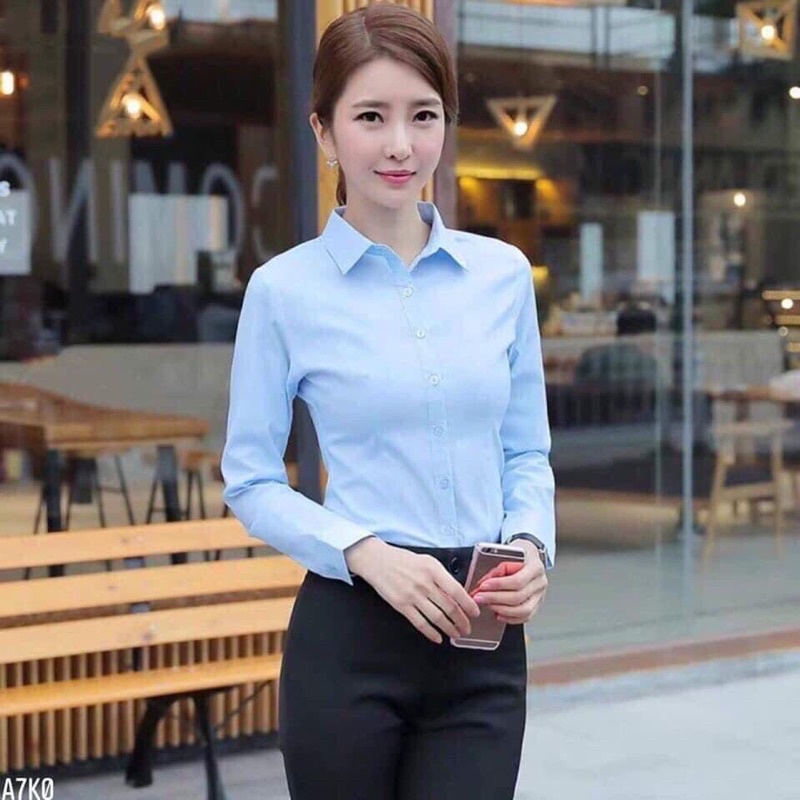 ÁO SƠ MI CỘC TAY trắng chất lụa chống nhăn, áo sơ mi công sở cổ đức dài tay dáng suông  _ảnh thật