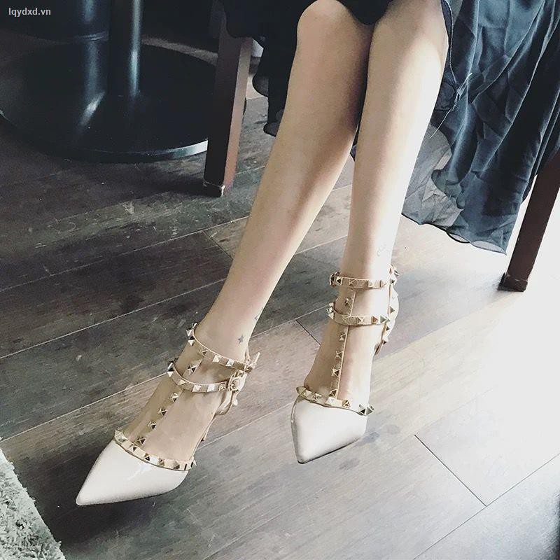 Giày Cao Gót Phối Đinh Tán Thời Trang Mùa Xuân 2020 Quyến Rũ Dành Cho Nữ