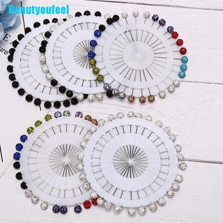 [Beautyoufeel 30Pcs Colorful Wheel Ball Hijab Scarf Pin Snag-Free Long Sparkle Muslim Brooch
