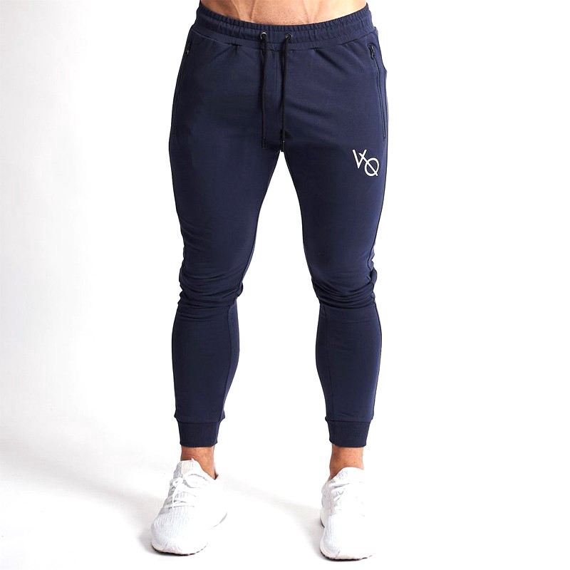 VQ Joggers Cotton Sports Fitness Pants Men's Fashion Zip pocket Casual Stretch Slim Comfortable Workout Trousers