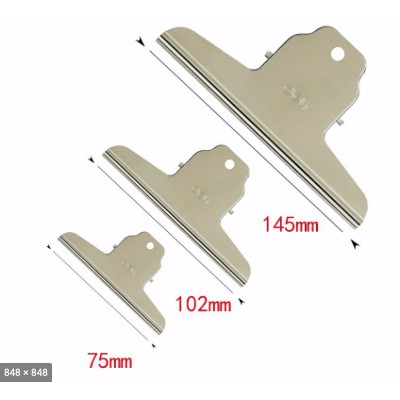 Kẹp Inox - Kẹp Tài Liệu Guangbo 51mm/64mm/76mm/145mm (vỉ 2 - 6 chiếc)