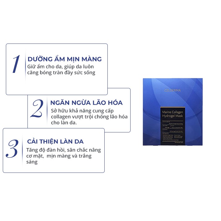 Mặt nạ giảm mụn dưỡng ẩm dưỡng da chống lão hóa trắng da Cellderma Marine Collagen Hydrogen MN33