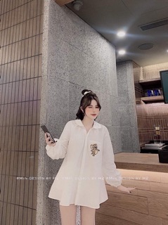 Áo sơmi cổ sen con chuột