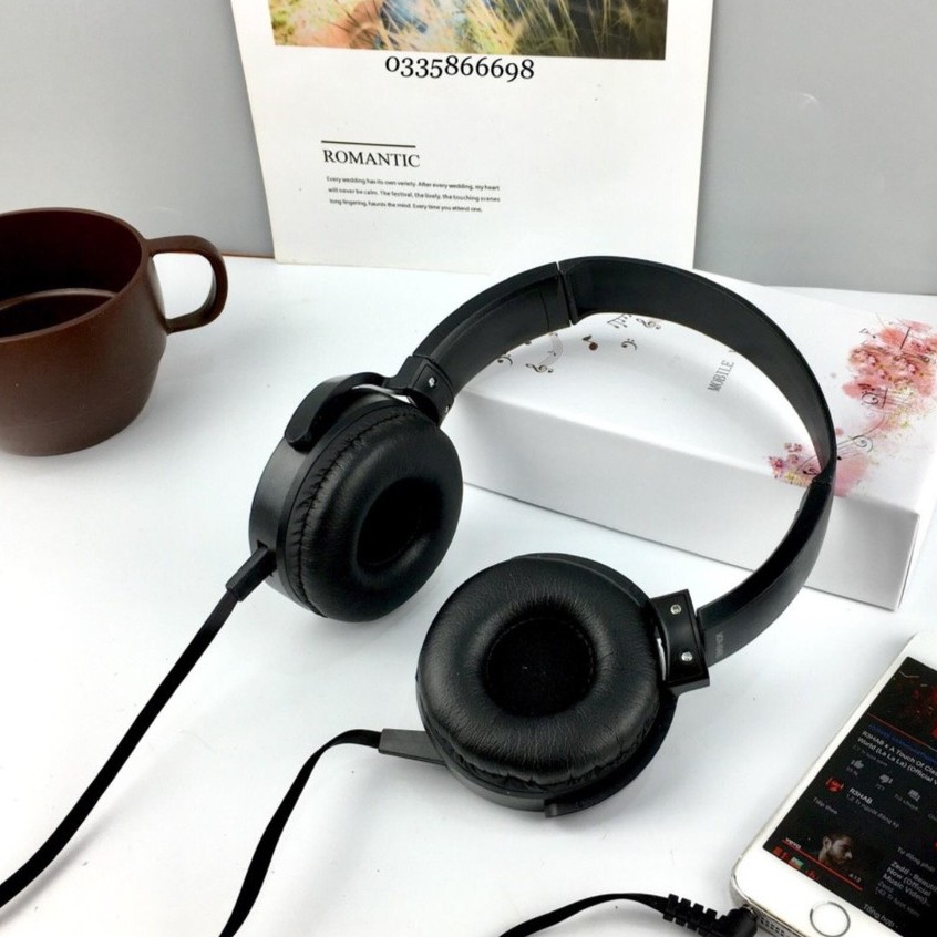 Tai nghe chụp tai có dây Extra Bass 450AP  jack 3.5 có mic đàm thoại, kiểu dáng thể thao, dùng cho điện thoại và laptop.