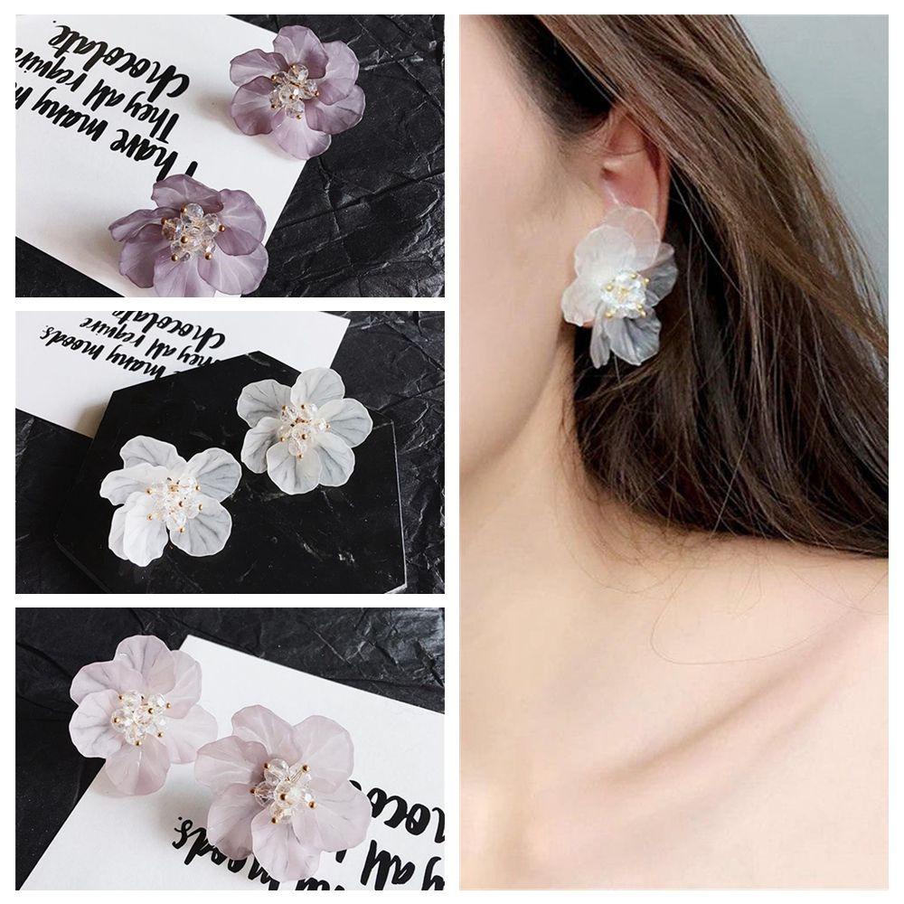 Bông Tai Hình Cánh Hoa Bằng Acrylic Phong Cách Vintage Thanh Lịch Cho Nữ