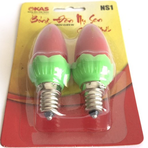 Bóng đèn nụ sen OKAS NS1, 1W, vĩ( 2 bóng) dùng thay cho bóng đèn thờ, đèn lồng # đèn thờ # da nang