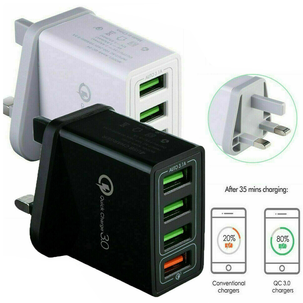 Cục Sạc Nhanh Suqi 4 Cổng Cắm Usb Uk Eu Us / Uk Nhiều Màu