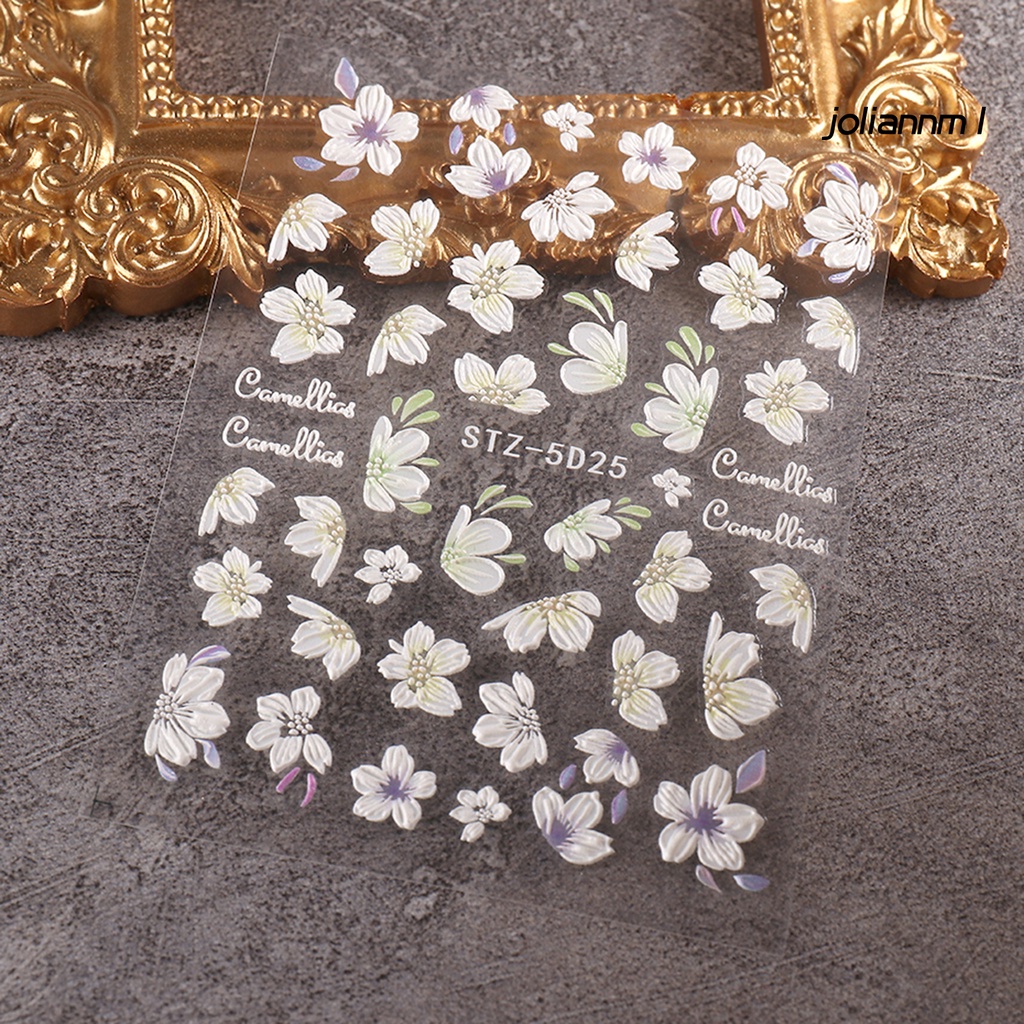 Miếng Dán Trang Trí Móng Tay Hình Hoa Trà Cổ Điển Xinh Xắn Cho Bạn Gái