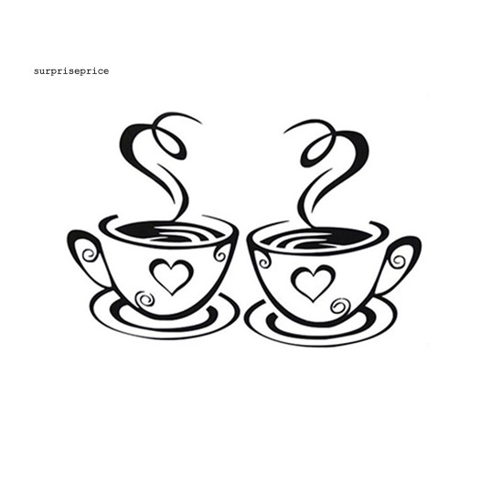 Nhãn Dán Trang Trí Tường Hình Tách Cà Phê Bằng PVC