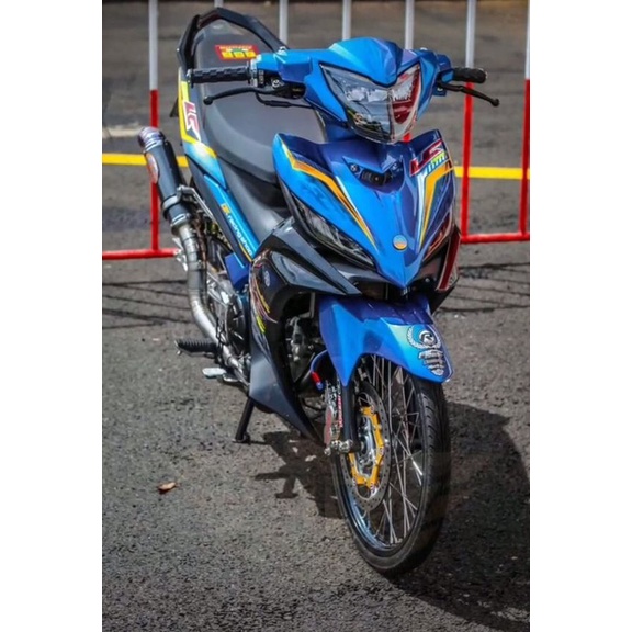 Tem trùm exciter 135 xanh viền vàng, độ team decal xe ex dán