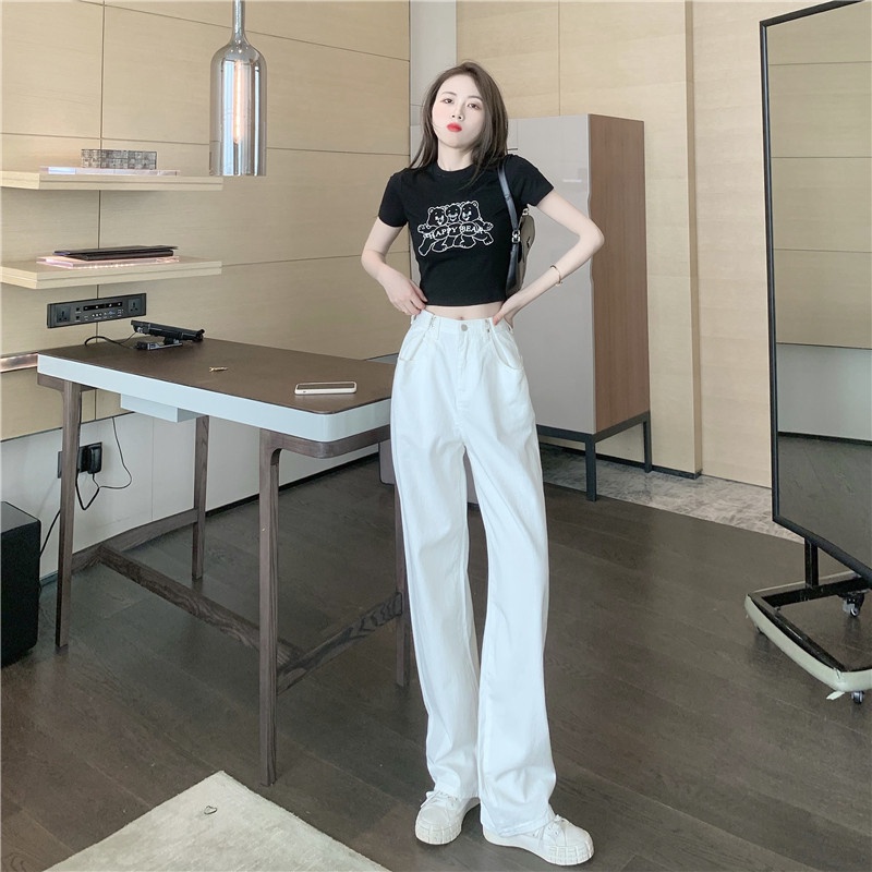 NRVP Quần Jeans Nữ Ống Rộng Thời Trang Hàn Quốc