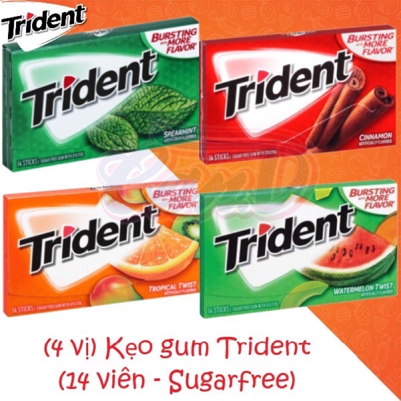 [Mã GRO1504 giảm 8% đơn 300K] Kẹo gum Trident (4 vị)