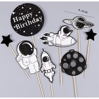 Set que HPBD phi hành gia đen trắng